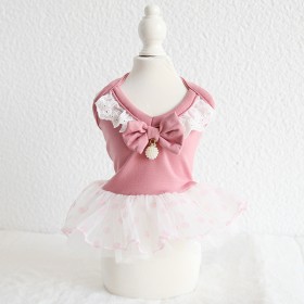 Petstyle spring and summer new pink ballet tutu skirt bow dress dog clothes cat