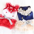 Petstyle spring and summer new style embroidered yarn collar tutu skirt western style dress dog clothes cat