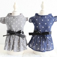 Petstyle spring and summer new star belt skirt small flying sleeve dress dog clothes cat skirt