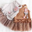 Petstyle spring and summer new bunny color ball star yarn skirt strap dress dog clothes cat