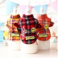 Petstyle Spring and Autumn Patch Plaid Shirt Teddy Bear Bear Dog Autumn and Winter Clothes