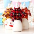 Petstyle Spring and Autumn Patch Plaid Shirt Teddy Bear Bear Dog Autumn and Winter Clothes