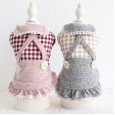 Petstyle autumn and winter new plaid small lace doll skirt pet clothes dog clothing