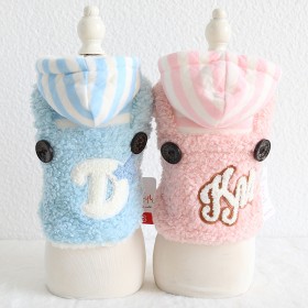 Petstyle Autumn and Winter New School Color Stripe Hat Strap Clothing Pet Clothes Dog Clothing