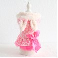 Petstyle autumn and winter new embroidered rabbit skirt cotton coat pet clothes dog clothing