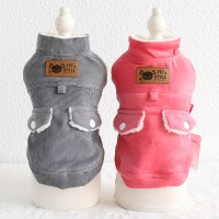 Petstyle autumn and winter new retro leather label double pocket vest pet clothes dog clothing
