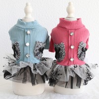 Petstyle autumn and winter new small fragrant rhinestone skirt pet clothes dog clothing
