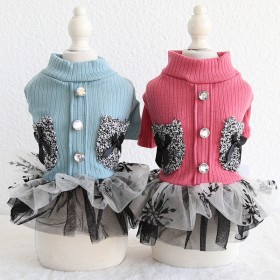 Petstyle autumn and winter new small fragrant rhinestone skirt pet clothes dog clothing