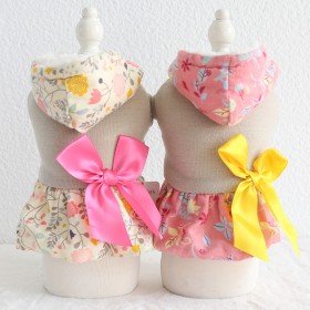 Petstyle autumn and winter new flower bow hooded skirt pet clothes dog clothing