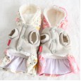 Petstyle autumn and winter new flower bow hooded skirt pet clothes dog clothing