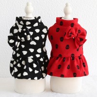Petstyle autumn and winter new bow wool skirt pet clothes dog clothing