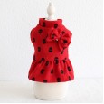 Petstyle autumn and winter new bow wool skirt pet clothes dog clothing