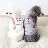 Petstyle autumn and winter striped fake strap printed sweater dog clothes pet clothing turned strap