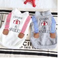 Petstyle autumn and winter striped fake strap printed sweater dog clothes pet clothing turned strap