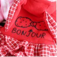 petstyle autumn and winter plaid rabbit bow sweater fleece dog plus velvet two-padded coat cat turned funny