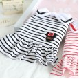 petstyle autumn and winter big bow striped skirt pet dog cotton skirt plus velvet bib cat owner