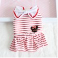 petstyle autumn and winter big bow striped skirt pet dog cotton skirt plus velvet bib cat owner