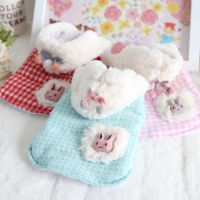 Petstyle autumn and winter bunny pocket plaid vest pet clothes dog clothes cat clothes plush