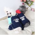 Petstyle autumn and winter striped leather label buckle four-legged clothes pet clothes dog clothing bib jeans