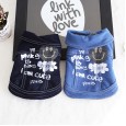 Petstyle autumn and winter old denim print coat pet clothes dog clothing cat cool shoveling officer