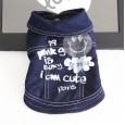 Petstyle autumn and winter old denim print coat pet clothes dog clothing cat cool shoveling officer