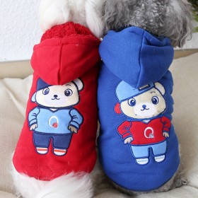 Autumn and winter clothing hooded bear sweater thick warm pet clothes dog clothing