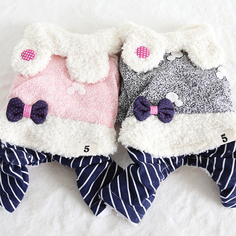 Limited bright autumn and winter new rabbit striped four-legged clothes pet clothes dog clothing