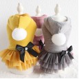 Petstyle autumn and winter new three-color big fur ball hooded skirt pet clothes dog clothing