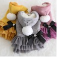Petstyle autumn and winter new three-color big fur ball hooded skirt pet clothes dog clothing
