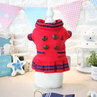 Petstyle autumn new anchor button pleated skirt Teddy pet dog autumn and winter clothes