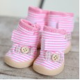 Petstyle striped button bow shoes breathable section beef tendon sole non-slip wear-resistant pet dog shoes