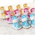 Pet spring and summer dog shoes small wooden buckle striped shoes teddy bear Xiong Bomei Shi Shi pet shoes dog shoes