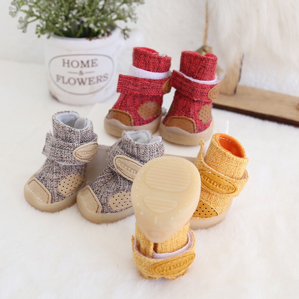 Petstyle spring and autumn style beef tendon cotton and linen breathable shoes non-slip wear-resistant shoes pet shoes beef tendon bottom dog shoes