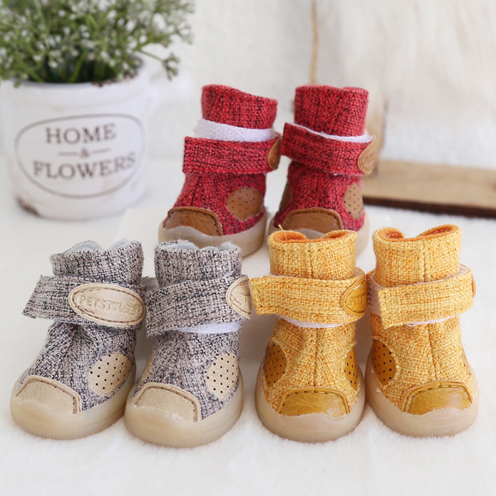Petstyle spring and autumn style beef tendon cotton and linen breathable shoes non-slip wear-resistant shoes pet shoes beef tendon bottom dog shoes