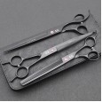 8.0 inch Jipai paint black 3 pet grooming scissors fish tooth bone straight shear teeth scissors pet grooming set