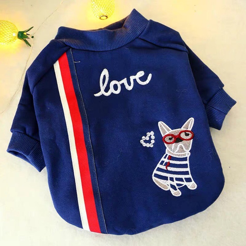 Law fighting dog clothes autumn and winter clothes thin section Pagoda English fighting dog fat dog pet clothing Corgi small and medium round neck shirt