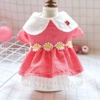 Teddy skirt dog clothes spring clothes bomei cat small dog pet spring and summer models ladybug red plaid flower skirt