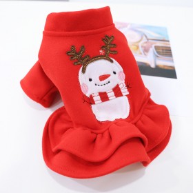 Christmas dogs autumn and winter clothes Teddy Bomei cat pet clothing padded warm ladies celebrity waffle princess dress