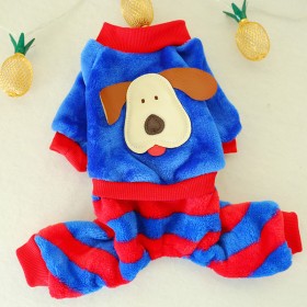 Pet dogs and cats autumn and winter new clothes tongue out dog striped four-legged teddy bear