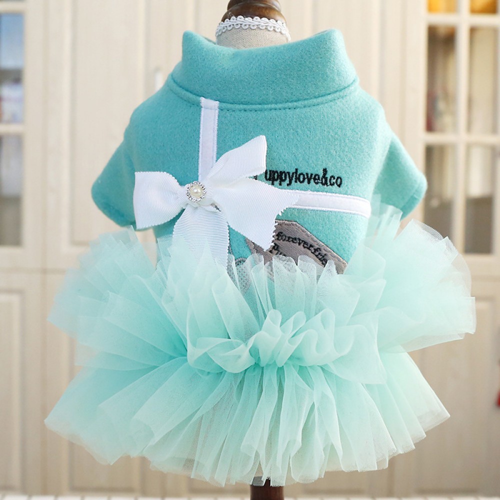 Puppy Teddy Schnauzer Bomei Clothes Wool Lady Temperament Gown Skirt Princess Dress Pet Cat Costume