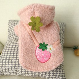 Pet dog clothes candy strawberry cashmere skirt thick teddy bear autumn and winter new warm cute dog clothes