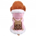 Pet dogs and cats autumn and winter new teddy bear warm tide brand bags woolen four-leg pants pink coat clothes