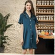 Yaoting explosion silk sexy ladies shirt nightdress spring and summer ladies one-piece pajamas home service SQ776
