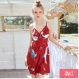 Yao Ting explosive silk sexy pajamas ladies summer lace sexy suspenders night skirt home service DQ1138