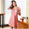 Yao Ting silk sexy nightdress ladies summer lace short-sleeved silk pajamas ladies summer home service
