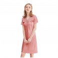 Silk nightdress ladies summer sexy lace short sleeve pajamas SQ1027
