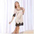 Summer loose silk nightdress ladies summer lace lace V-neck pajamas home service
