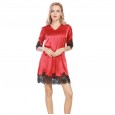 Summer loose silk nightdress ladies summer lace lace V-neck pajamas home service