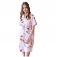 Yao Ting Basic Silk Sexy Ladies Nightdress Summer Silk Shirt Feminine Pajamas Home Service SQ796