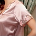 Yaoting silk pajamas ladies summer V-neck short-sleeved nightdress loose and comfortable home service